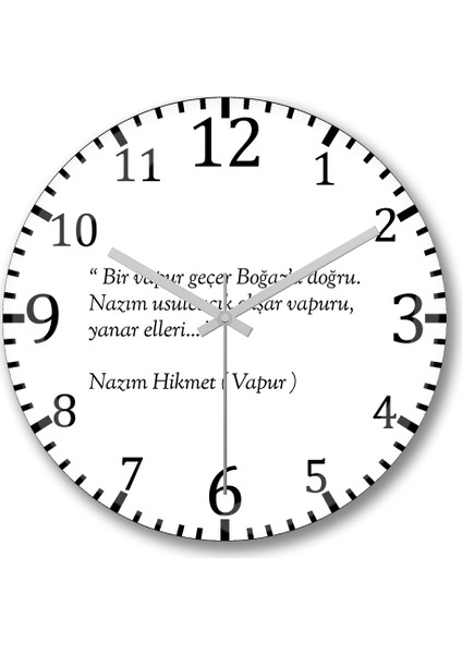 Nazım Hikmet Vapur Şiiri Duvar Saati Bombeli Gerçek Cam