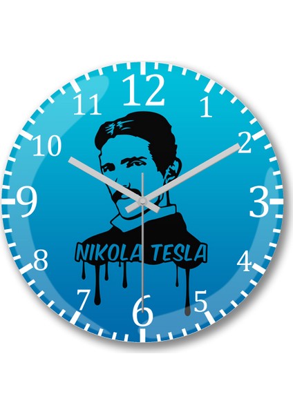 Nikola Tesla Duvar Saati Bombeli Gerçek Cam