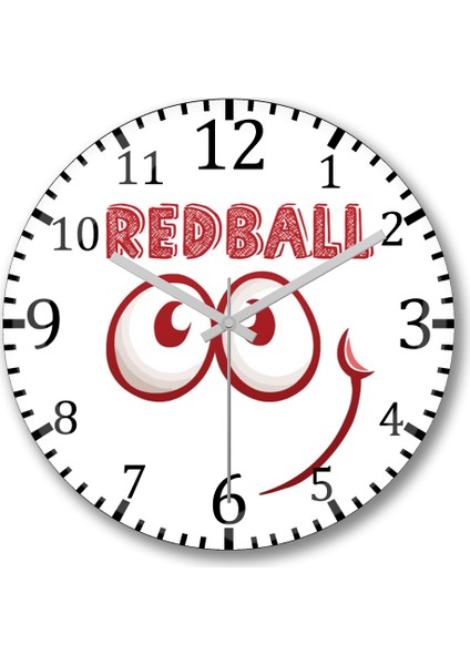 Red Ball 4 Smile Long Sleeve Duvar Saati Bombeli Gerçek Cam