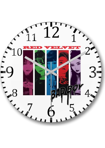 Red Velvet Bad Boy Duvar Saati Bombeli Gerçek Cam