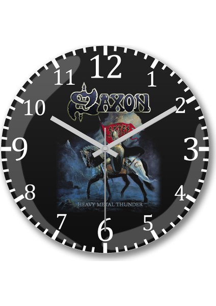 Saxon Heavy Metal Thunder Duvar Saati Bombeli Gerçek Cam