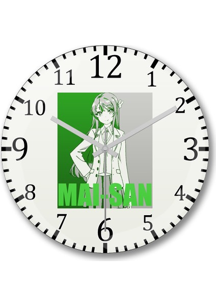 Seishun Bunny Girl Mai-San Duvar Saati Bombeli Gerçek Cam