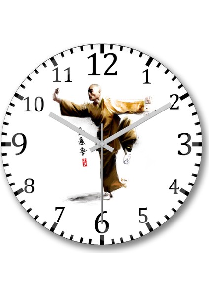 Shaolin Monk Shaolin Kung Fu Duvar Saati Bombeli Gerçek Cam