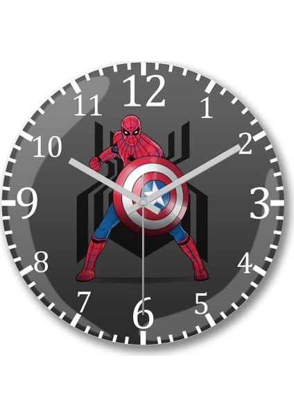 Spider Man Captain Underoos Duvar Saati Bombeli Gerçek Cam