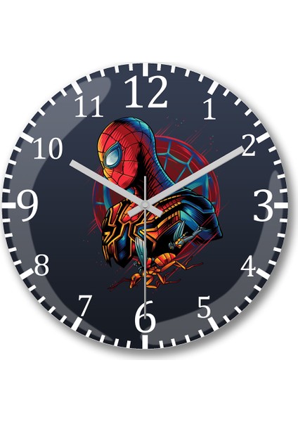 Spiderman Far From Home Duvar Saati Bombeli Gerçek Cam