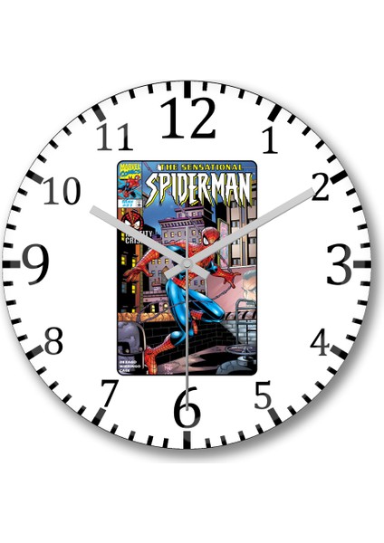 Spiderman Marvel The Sensational Duvar Saati Bombeli Gerçek Cam