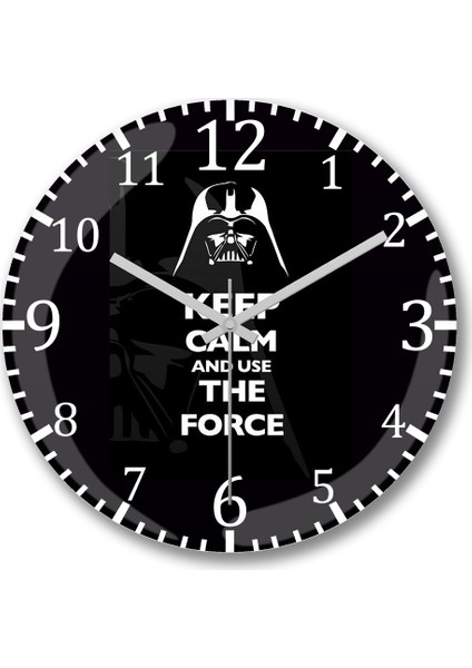 Star Wars Keep Calm And Use The Force Duvar Saati Bombeli Gerçek Cam
