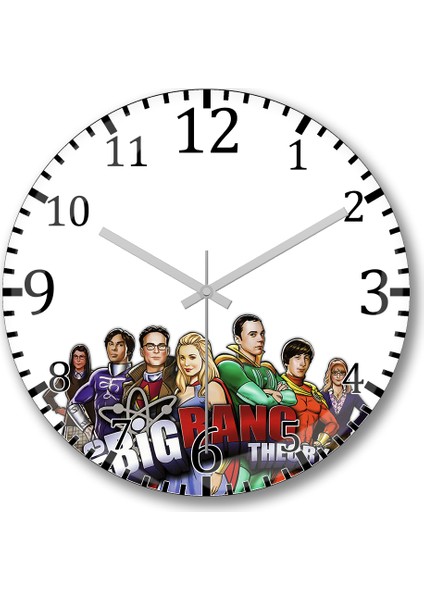 The Big Bang Theory Illüstrasyon Duvar Saati Bombeli Gerçek Cam