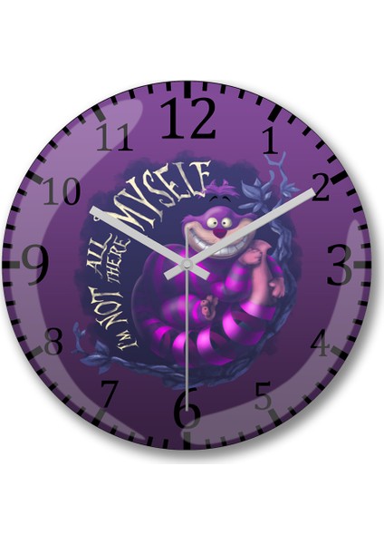 The Cheshire Cat Alices Adventures In Wonderland Kedi Duvar Saati Bombeli Gerçek Cam