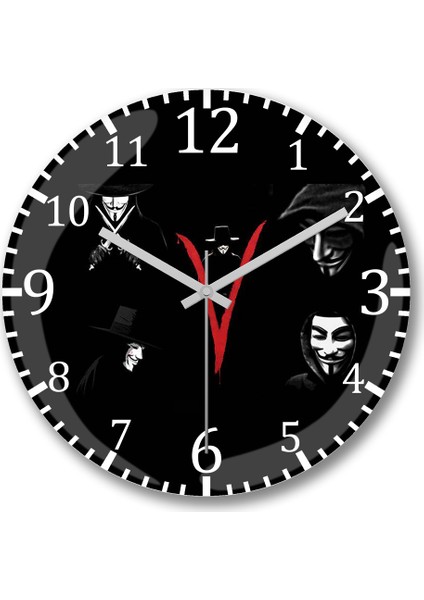 V For Vendetta Blood In V Duvar Saati Bombeli Gerçek Cam