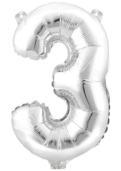 3 Gümüş Rakam Folyo Balon 90 cm