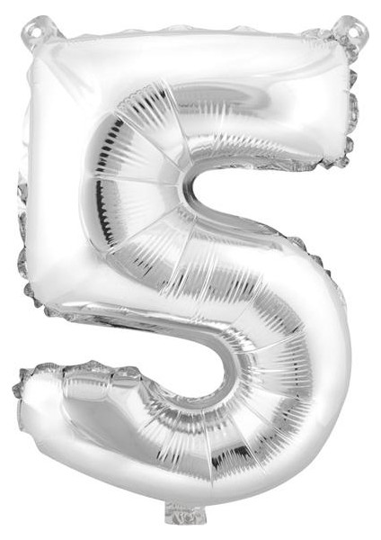 5 Gümüş Rakam Folyo Balon 90 cm