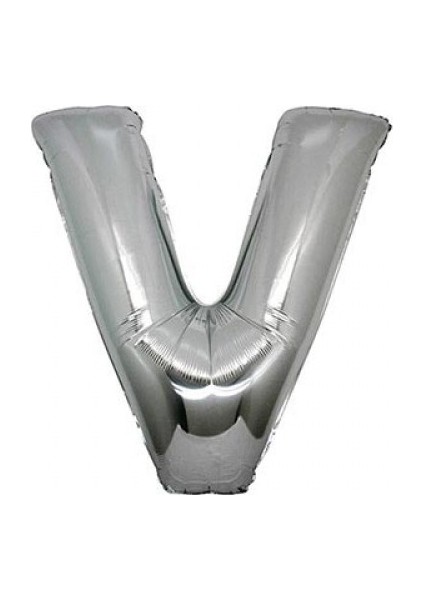 V Silver Harf Folyo Balon 90 cm