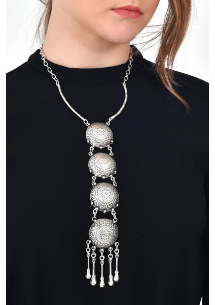 Kadın Antik Gümüş Kaplama Simge Kolye