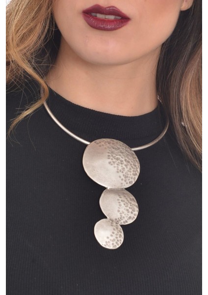 Kadın Antik Gümüş Kaplama Bohem Choker
