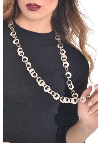 Kadın Antik Gümüş Kaplama Halka Uzun Kolye fiyatları