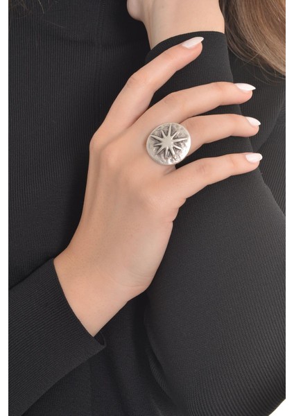 Kadın Antik Gümüş Kaplama Yüzük