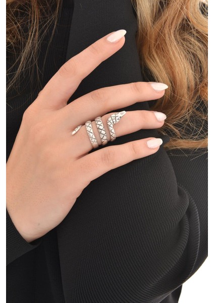 Kadın Antik Gümüş Kaplama Dolama Yılan Yüzük fiyatları