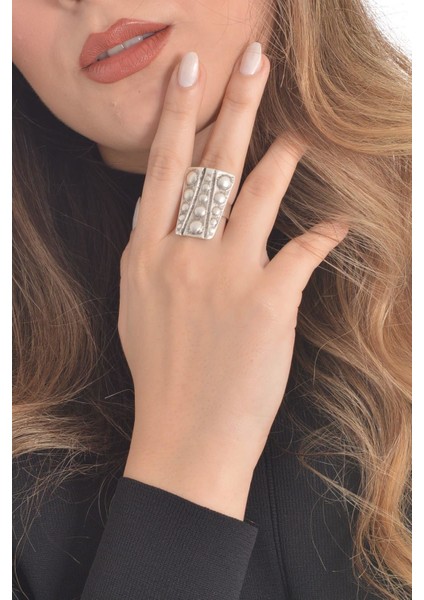 Kadın Antik Gümüş Kaplama Yüzük