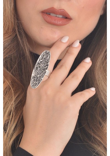 Kadın Antik Gümüş Kaplama Yüzük