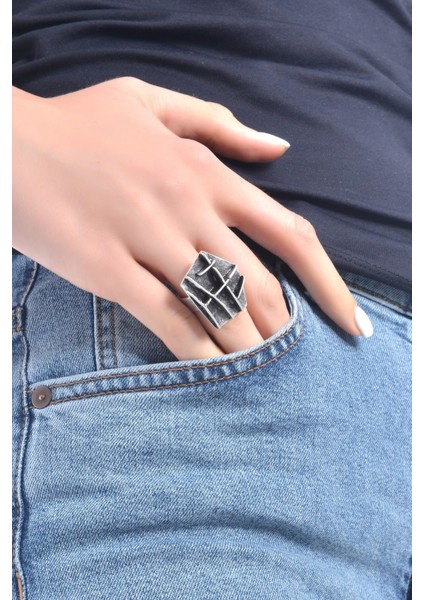 Kadın Antik Gümüş Kaplama Bohem Yüzük