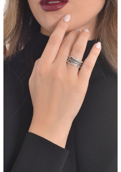 Kadın Antik Gümüş Kaplama Yüzük