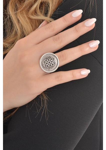 Kadın Antik Gümüş Kaplama Petek Yüzük