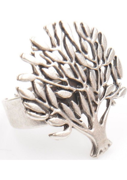 Kadın Antik Gümüş Kaplama Hayat Ağacı Yüzük modelleri