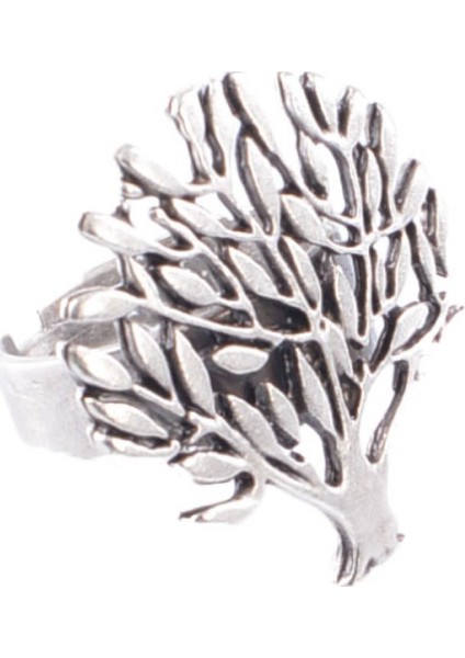 Kadın Antik Gümüş Kaplama Hayat Ağacı Yüzük fırsatları