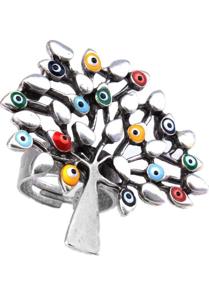 Kadın Antik Gümüş Kaplama Mineli Yaprak Stilizesi Yüzük fırsatları