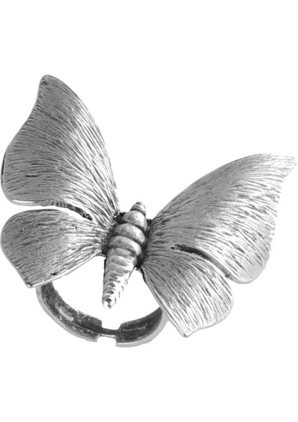 Kadın Antik Gümüş Kaplama Kelebek Figürlü Yüzük fırsatları