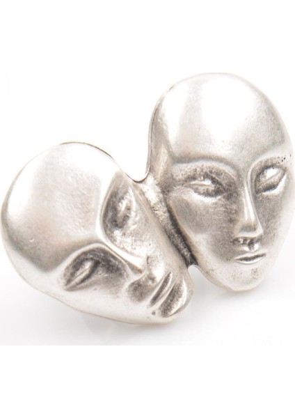 Kadın Antik Gümüş Kaplama Çift Yüz Yüzük fırsatları