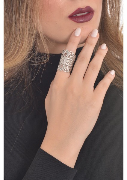 Kadın Antik Gümüş Kaplama Yüzük