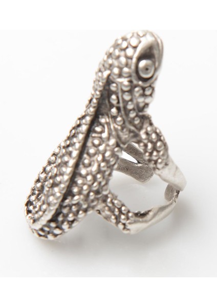 Kadın Antik Gümüş Kaplama Kurbağa Formlu Yüzük fiyatları