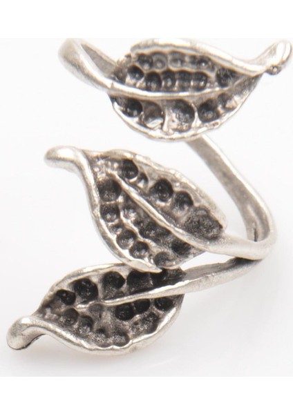 Kadın Antik Gümüş Kaplama Yaprak Yüzük modelleri