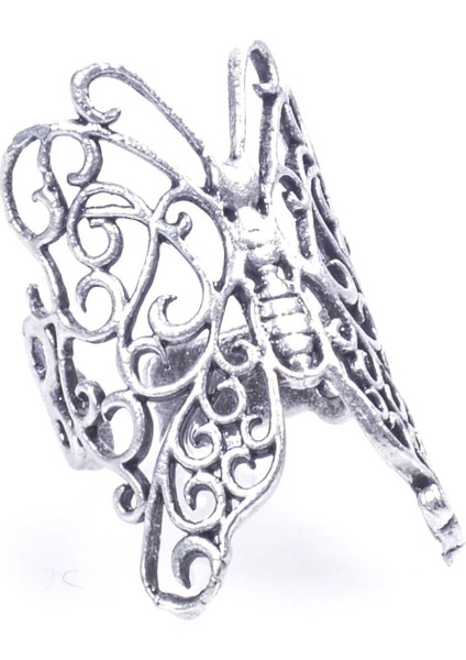 Kadın Antik Gümüş Kaplama Kelebek Yüzük fiyatları