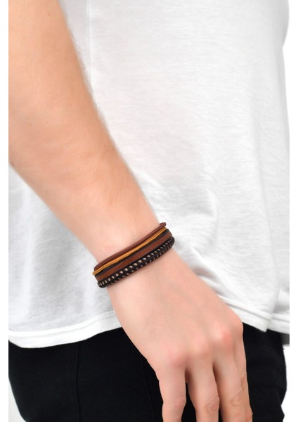 Erkek Kombin Deri Bileklik