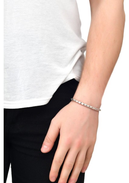 Erkek Antik Gümüş Kaplama Silindir Formlu Bileklik fiyatları