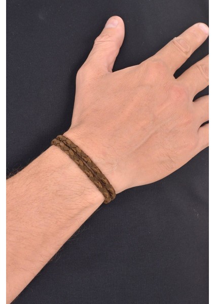 Erkek Kahverengi Örgü Dokulu Paracord Dolama Bileklik fiyatları