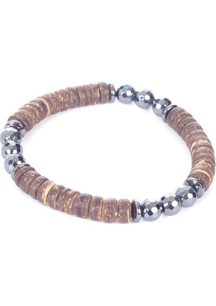 Erkek Coconut Ağacı&fasetli Hematit Doğaltaş Bileklik