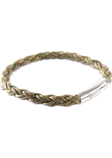 Erkek Yeşil Örgü Deri Bileklik modelleri