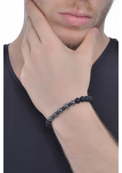 Erkek Lal Granat&hematit Doğaltaş Bileklik