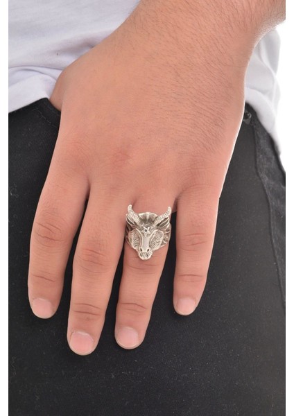 Erkek Antik Gümüş Kaplama Gothıc Yüzük