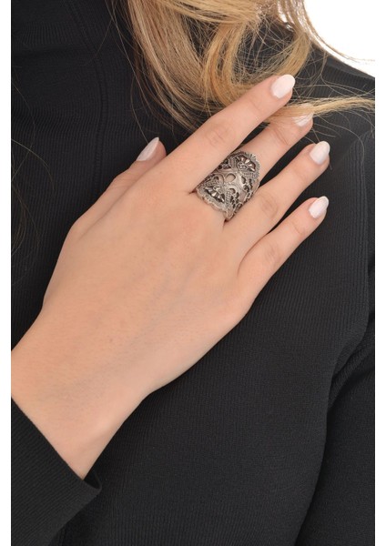Kadın Antik Gümüş Kaplama Yüzük