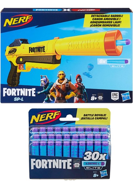 Hasbro Nerf Fortnite Sp-L + Nerf Fortnite Elite Dart 30'lu Yedek Paket