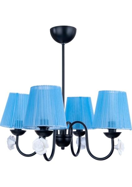 Samara 4'lü Avize Siyah - Mavi Şapkalı