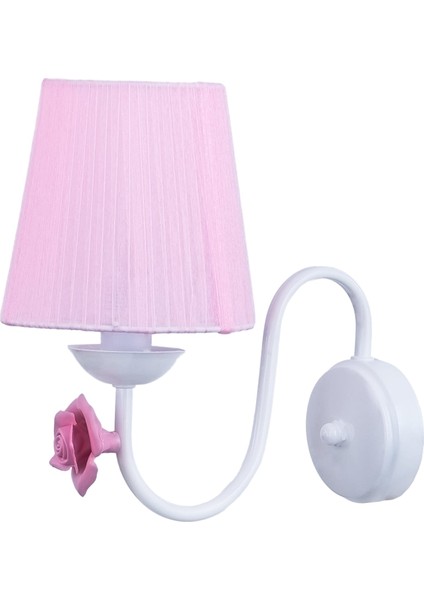 Samara Beyaz - Pembe Şapkalı Güllü Aplik