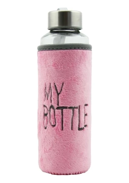 My Bottle Flok Kadife Kılıflı Cam Matara - Su Şişesi 470 ml