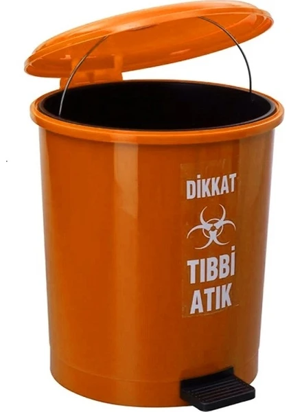 Tıbbi Atık Çöp Kovası Pedallı 35 Litre - Turuncu Tıbbi Atık Kovası Çift Kovalı - Isıya Dayanıklı