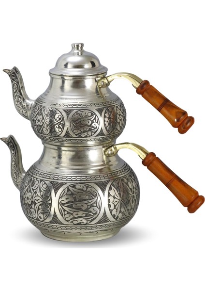 Kalın Eskitme Topak Bakır Çaydanlık